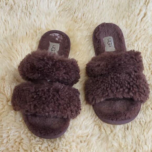 UGG Women's Maxi Curly Shearling Scuffetta Chocolate brown size 9 - Picture 1 of 5